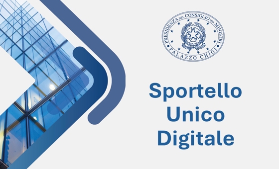 Palazzi con logo PCM e scritta Sportello Unico Digitale 